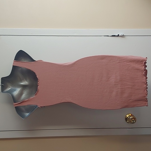 Dusty Rose Ribbed Mini Dress - Picture 3 of 4